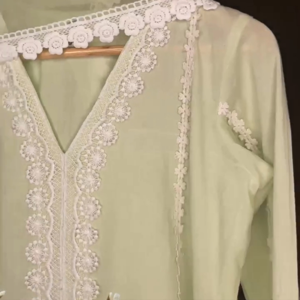 Cotton kurta set with organza dupatta - Picture 6 of 6